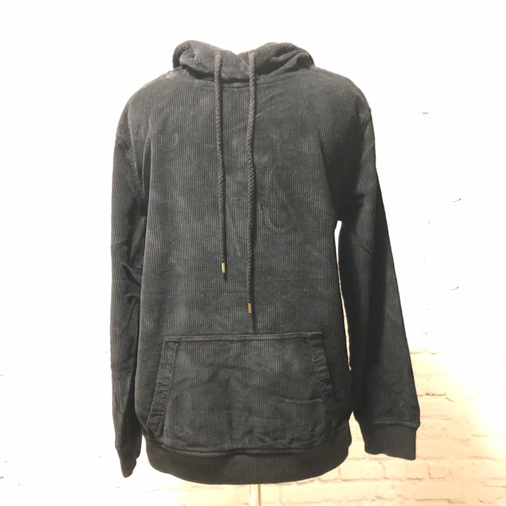 Anthropologie Corduroy Sweatshirt Pullover Black Cords Unisex